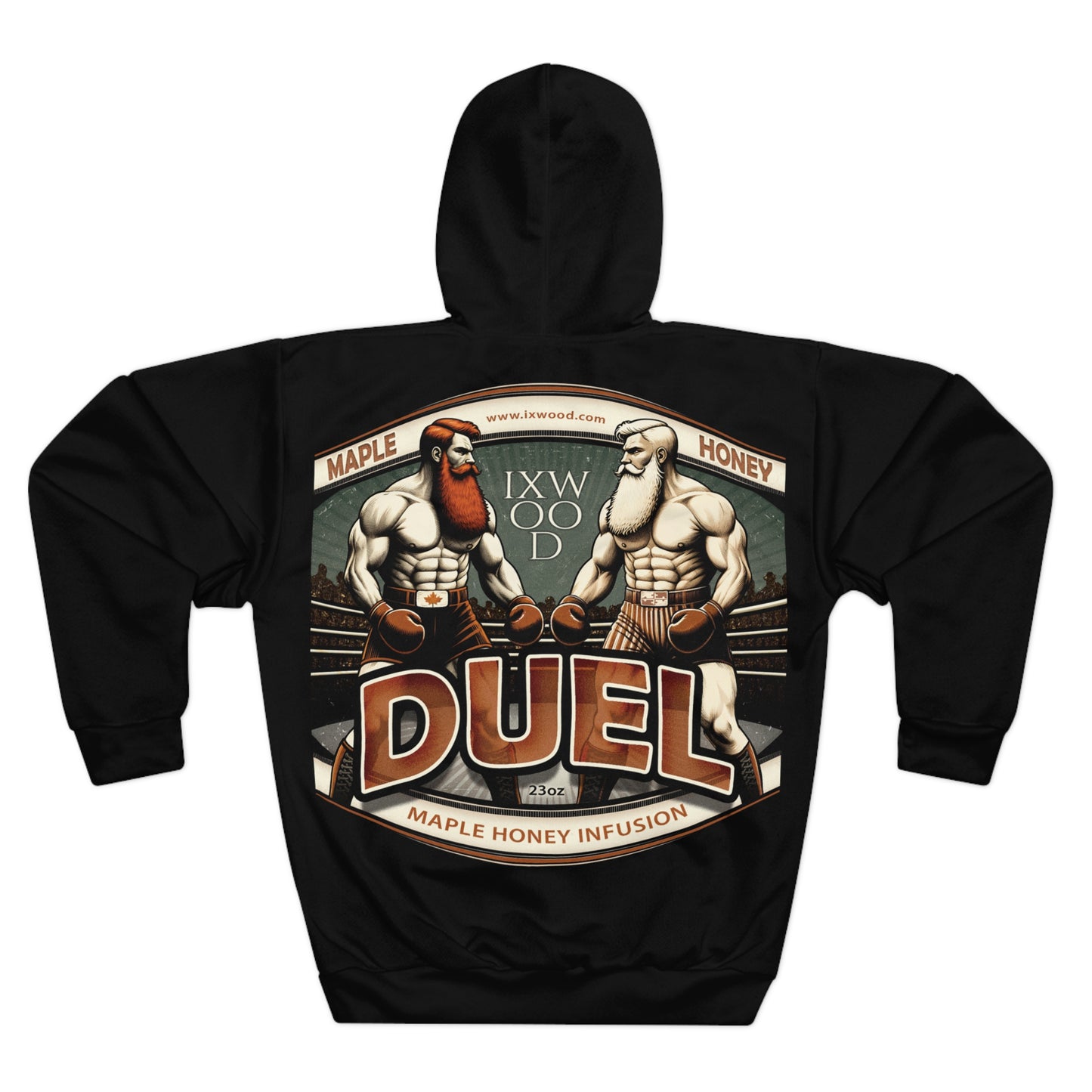 Made in USA.  Duel Themed Unisex Pullover Hoodie